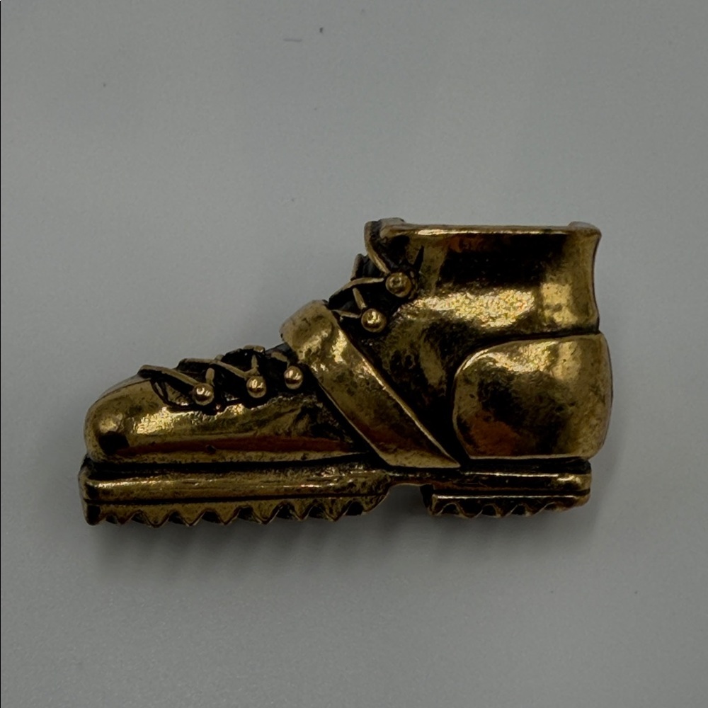 Zentall Gold tone Work Utility Boot Brooch Unique design Mid-20th century